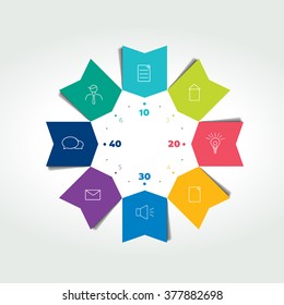 3D business circle color arrows infographic. Chart can be used for presentation, number options, workflow layout, diagram, scheme. Vector.