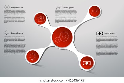 3D business circular shape infographics. Outline business icons on rounded timeline. Business abstract template with icons. 