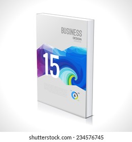3D Business design template. Cover brochure book flyer magazine layout mockup geometric triangle polygonal, vector illustration