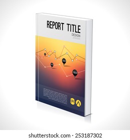 3D Business design template. Cover brochure book flyer magazine layout mockup, vector illustration