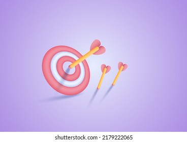 3D business goal idea. Success. Investment marketing. 3d arrow target center and dollar money on pastel background. Minimal cartoon icon. Vector illustration