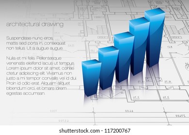 3d business graph in the drawings