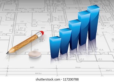 3d business graph in the drawings