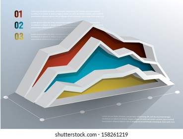 3d Business graph on white background. Vector illustration. . Can be used for infographics