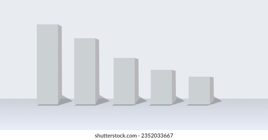 3d business graph realistic vector with white isolated