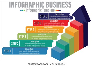 3D Business infographic labels template with 6 Strp or six options.Creative concept for infographic.