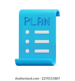 3d business plan icon vector. Isolated on white background. 3d business model, business and finance concept. Cartoon minimal style. 3d checklist report icon vector render illustration.