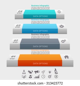 3d business staircase diagram template. Vector illustration. can be used for workflow layout, banner, number options, step up options, web design, infographics, timeline template.