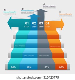 3d business staircase diagram template. Vector illustration. can be used for workflow layout, banner, number options, step up options, web design, infographics, timeline template.