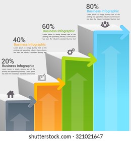 3d business staircase diagram template. Vector illustration. can be used for workflow layout, banner, number options, step up options, web design, infographics, timeline template.