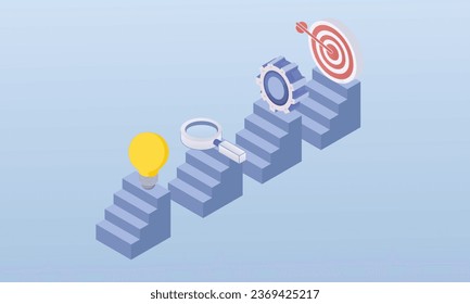 3D Gráfico de pasos empresariales .3D diseño.diseño vectorial isométrico Ilustración.