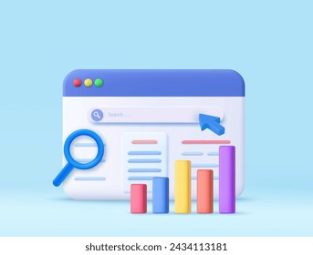 3d Business strategy concept. Business financials, leadership, direction and growth, planning. 3d rendering. Vector illustration