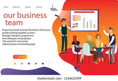 3d  business team, Landing page template, isometric vector illustration design