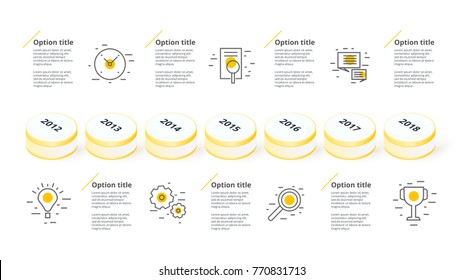 3D Business Timeline Workflow Infographics. Corporate Milestones Graphic Elements. Company Presentation Slide Template With Year Periods. Modern Vector History Time Line Design.