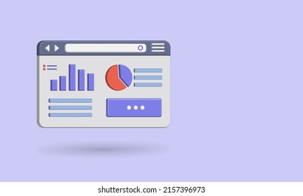 3D business website icon vector with infographic chart, descriptive text for presentations on financial, economic, corporate, study and statistical data