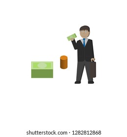 3D businessman with money vector graphics