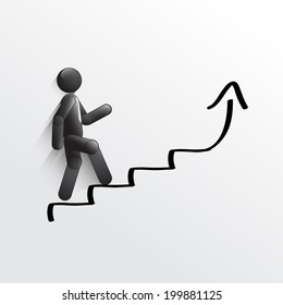 3D Businessman walking on  stair of profit 