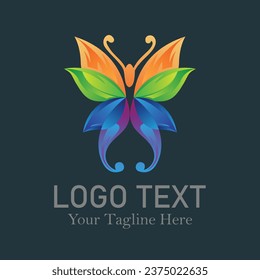 3D butterfly logo design vector concept