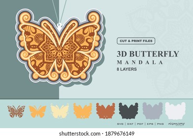 3D Butterfly Mandala EPS 10