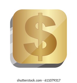 3d button dollar currency symbol, vector illustration design