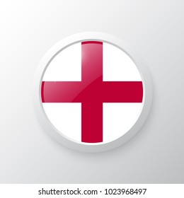 3D Button with England flag. as round glossy icon on background isolated. Vector illustration eps 10.