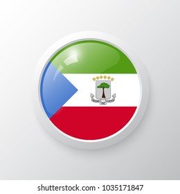 3D Button with Equatorial Guinea flag. as round glossy icon on background isolated. Vector illustration eps 10.