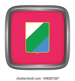 3D button Flag of Abruzzo regions,autonomous regions of Italy. Vector illustration.