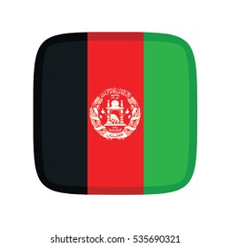 3D button Flag of Afganistan. Vector illustration.