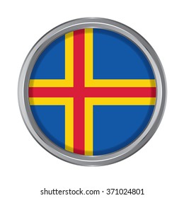 3D button Flag of Aland Islands. Vector illustration.