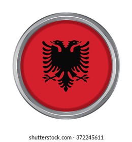 3D button Flag of Albania. Vector illustration.