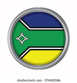 3D button Flag of Amapa states,federal district of Brazil. Vector illustration.