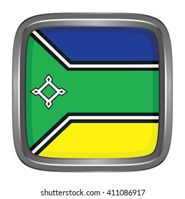 3D button Flag of Amapa states,federal district of Brazil. Vector illustration.
