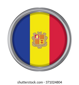 3D button Flag of Andorra. Vector illustration.