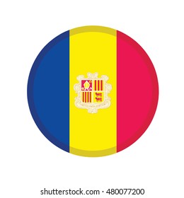 3D button Flag of Andorra. Vector illustration.