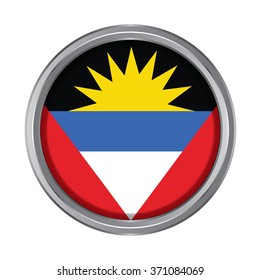 3D button Flag of Antigua and Barbuda. Vector illustration.