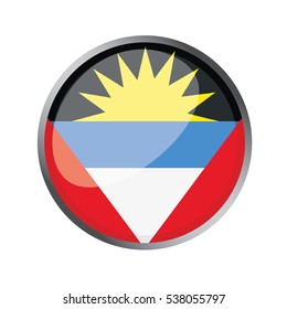 3D button Flag of Antigua and Barbuda. Vector illustration.
