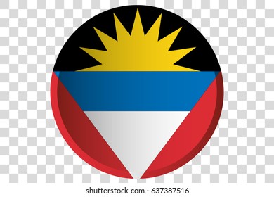 A 3D Button of the Flag of  Antigua and Barbuda