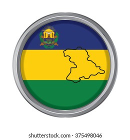 3D button Flag of Anzoategui states,capital district, federal dependency of Venezuela. Vector illustration.