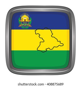 3D button Flag of Anzoategui states,capital district, federal dependency of Venezuela. Vector illustration.