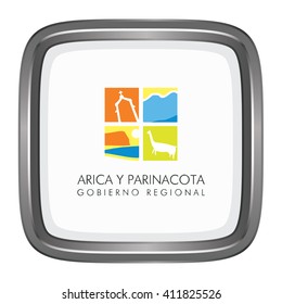 3D button Flag of Aricay Parinacota Region of chile. Vector illustration.