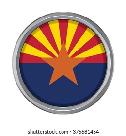 3D button Flag of Arizona state of the United States. Vector illustration.