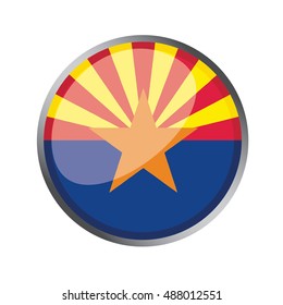 3D button Flag of Arizona state of the United States. Vector illustration.