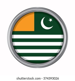 3D button Flag of Azad Kashmir provinces, territory, capital territory and autonomous territories of Pakistan. Vector illustration.