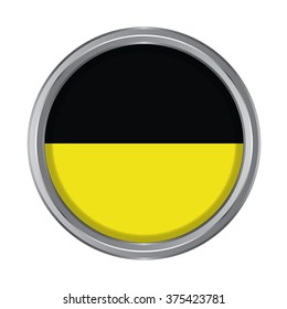 3D button Flag of Baden-Wurttemberg state of Germany. Vector illustration.