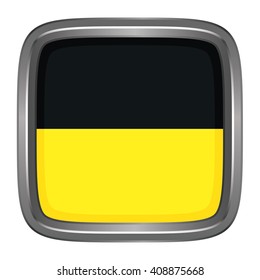 3D button Flag of Baden-Wurttemberg state of Germany. Vector illustration.