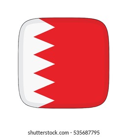 3D button Flag of Bahrain. Vector illustration.