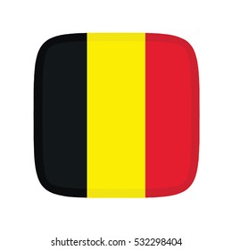 3D button Flag of Belgium. Vector illustration.