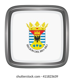 3D button Flag of Bio Bio Region of chile. Vector illustration.