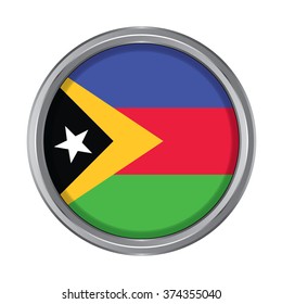 3D button Flag of Bobonaro districts of Timor Leste. Vector illustration.