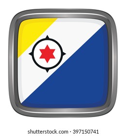 3D button Flag of Bonaire. Vector illustration.